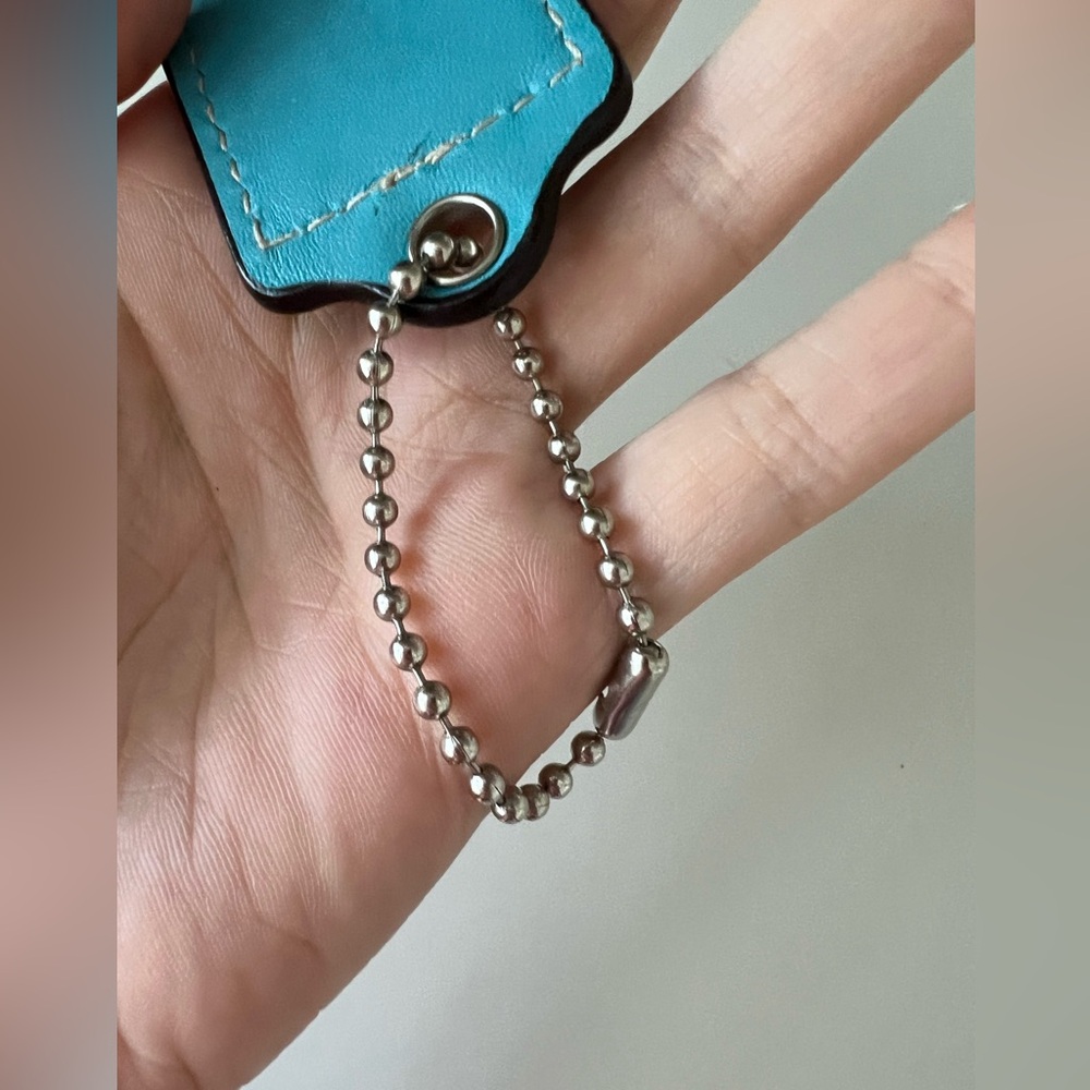 COACH Classic Blue Stripe Leather Bag Hang Tag Silver Hardware Rare! - Picture 8 of 9